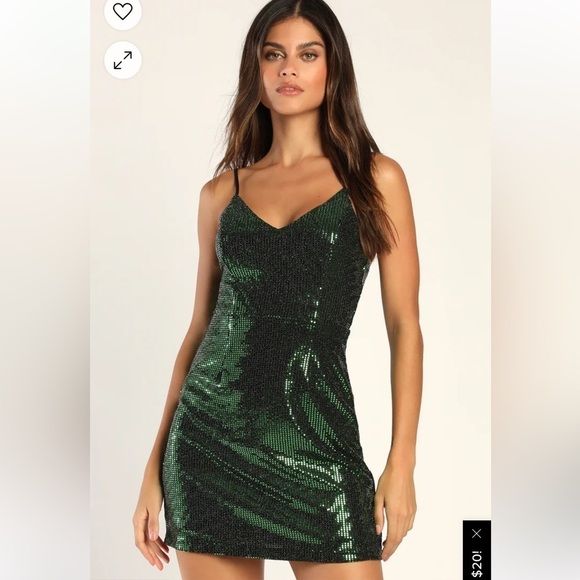 LULUS Glittering Spectacle Shiny Green Bodycon Mini Dress XS NEW - Picture 2 of 7